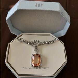 Elegant Silver and Smokey Topaz Pendant Necklace